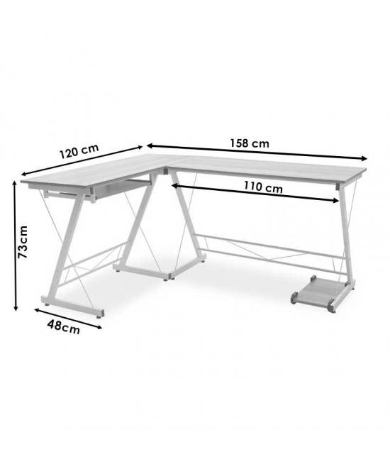 Γραφείο γωνιακό Levi pakoworld-MDF χρώμα oak-λευκό 158x120x73εκ