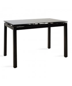 Τραπέζι επεκτεινόμενο Finn pakoworld γυάλινο 8χιλ μαύρο 110-170x70x75εκ