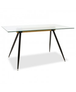 Τραπέζι Astrid pakoworld γυάλινο 10χιλ - πόδι μαύρο 140x80x75εκ