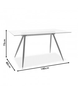 Τραπέζι Astrid pakoworld γυάλινο 10χιλ - πόδι μαύρο 140x80x75εκ