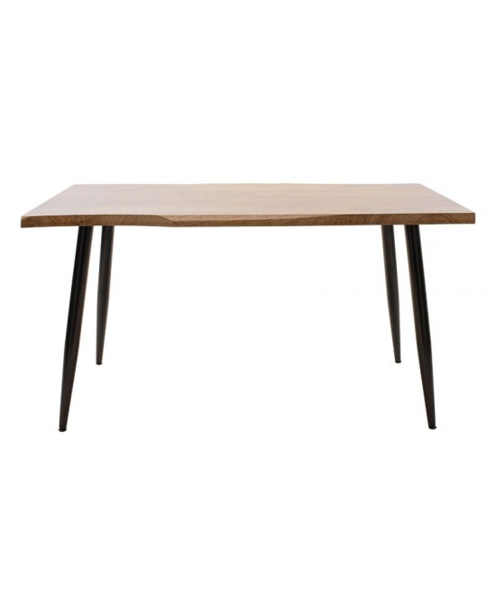 Τραπέζι Neve pakoworld MDF καρυδί-πόδι μεταλλικό μαύρο 140x80x75εκ