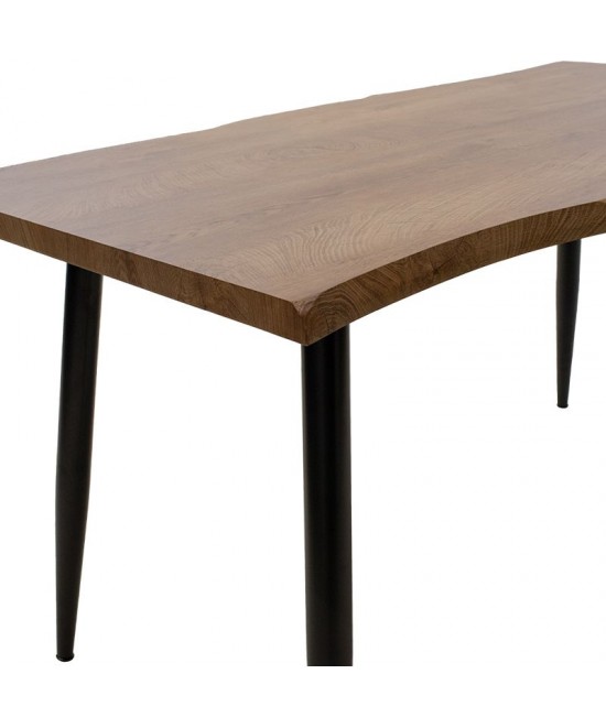 Τραπέζι Neve pakoworld MDF καρυδί-πόδι μεταλλικό μαύρο 140x80x75εκ