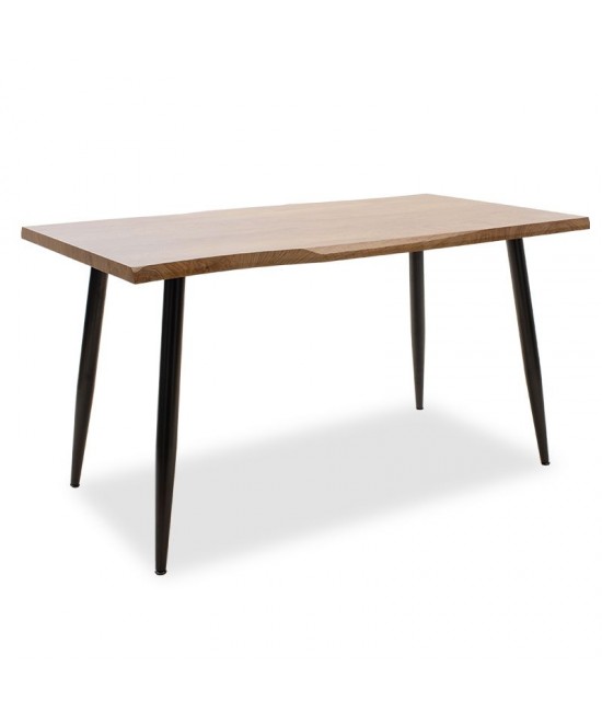 Τραπέζι Neve pakoworld MDF καρυδί-πόδι μεταλλικό μαύρο 140x80x75εκ