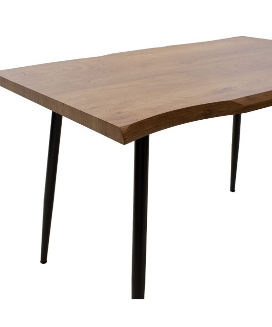 Τραπέζι Neve pakoworld MDF καρυδί-πόδι μεταλλικό μαύρο 120x80x75εκ