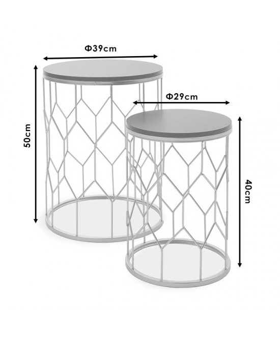 Βοηθητικά τραπέζια σαλονιού Zion II pakoworld σετ 2 τεμ χρυσό-μαύρο