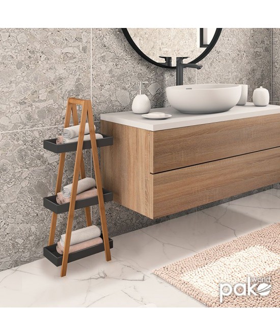 Ραφιέρα επιδαπέδια 3όροφη Nancy pakoworld ξύλινη χρώμα φυσικό-μαύρο 30x18,5x82εκ Ραφιέρα επιδαπέδια 3όροφη Nancy pakoworld ξύλινη χρώμα φυσικό-μαύρο 30x18,5x82εκ