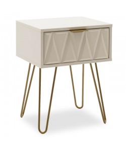 Κομοδίνο Isla pakoworld χρώμα λευκό painting-χρυσό 42x35x55εκ