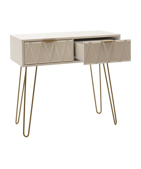 Κονσόλα Isla pakoworld χρώμα λευκό painting-χρυσό 80x39x74εκ