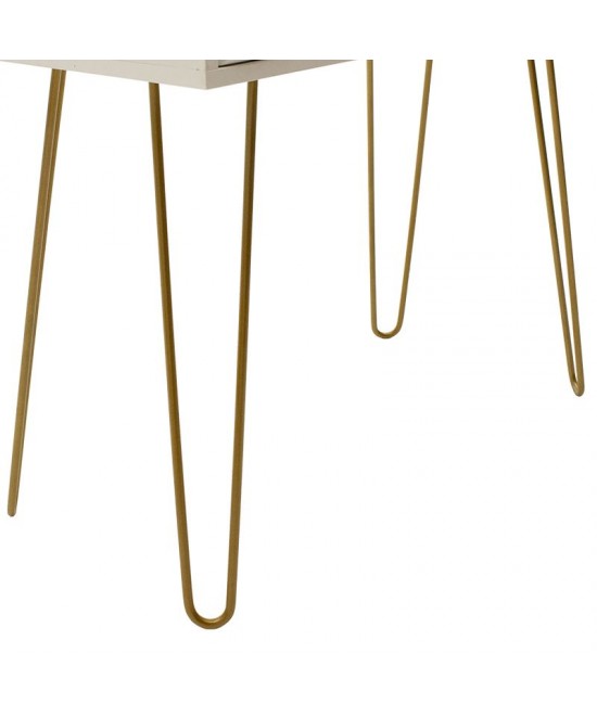 Κονσόλα Isla pakoworld χρώμα λευκό painting-χρυσό 80x39x74εκ