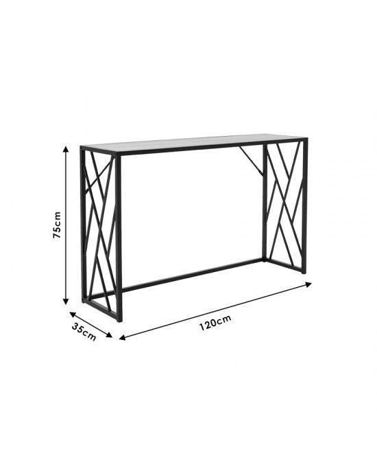 Κονσόλα Ivy pakoworld χρώμα καρυδί-μαύρο 120x35x75εκ