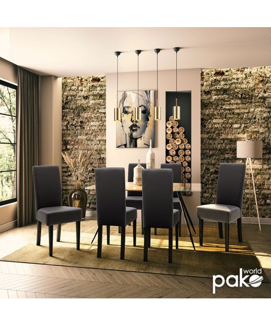 Καρέκλα Ditta pakoworld PU ανθρακί-πόδι μασίφ ξύλο wenge