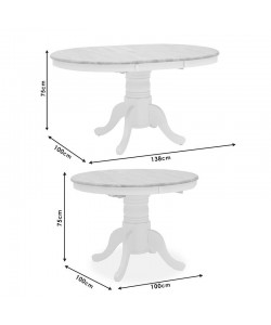 Tραπέζι Lars pakoworld επεκτεινόμενο ξύλο-MDF λευκό-φυσικό Φ100(+38)x100x75εκ