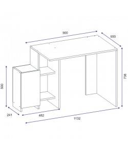 Γραφείο με ραφιέρα Kely pakoworld χρώμα λευκό-φυσικό 113x55x74εκ