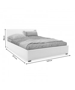 Κρεβάτι Norse pakoworld διπλό pu λευκό με αποθηκευτικό χώρο 160x200εκ