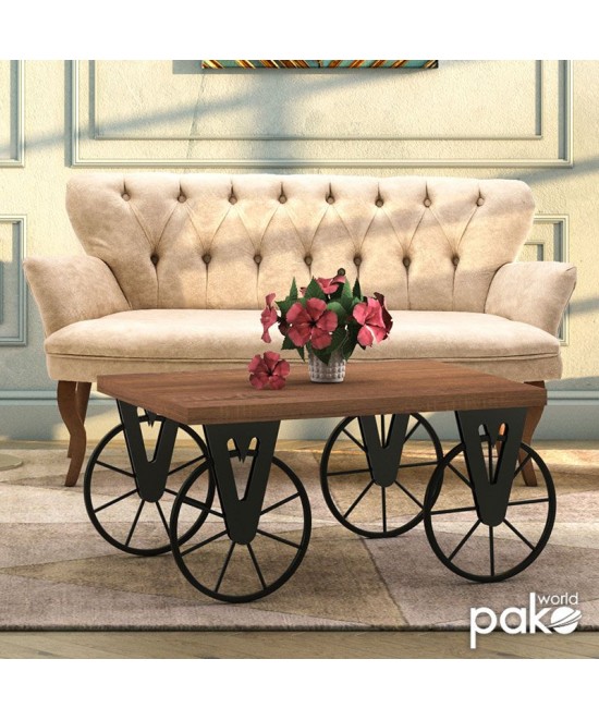 Τραπέζι σαλονιού Bike pakoworld χρώμα μαύρο-καρυδί 85x55x41εκ