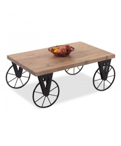 Τραπέζι σαλονιού Bike pakoworld χρώμα μαύρο-καρυδί 85x55x41εκ