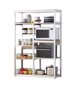 Ραφιέρα επιδαπέδια Leena pakoworld μέταλλο λευκό-φυσικό 80x30x142εκ