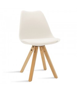 Καρέκλα Caron pakoworld PP λευκό-φυσικό πόδι