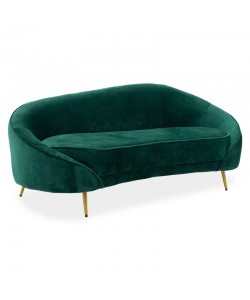 Καναπές 3θέσιος Amora pakoworld βελούδο κυπαρισσί-χρυσό 180x81x77εκ