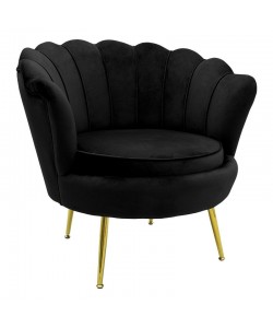 Πολυθρόνα Daimon pakoworld βελούδο μαύρο-χρυσό 79x74x78εκ