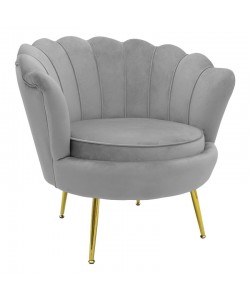 Πολυθρόνα Daimon pakoworld βελούδο γκρι-χρυσό 79x74x78εκ