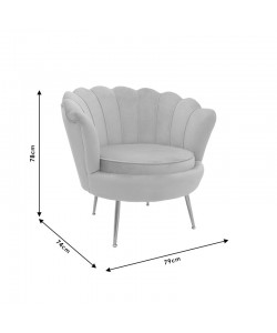 Πολυθρόνα Daimon pakoworld βελούδο γκρι-χρυσό 79x74x78εκ