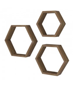 Ραφιέρα τοίχου Valis pakoworld τριών τεμαχίων χρώμα καρυδί 37x9x32εκ