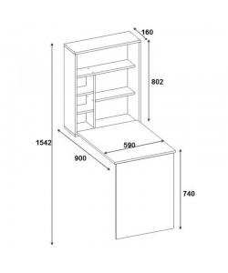 Γραφείο τοίχου ανοιγόμενο Ravin pakoworld λευκό 63x90x154εκ