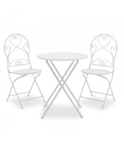 Τραπεζαρία Walen pakoworld σετ 3τεμ μέταλλο λευκό