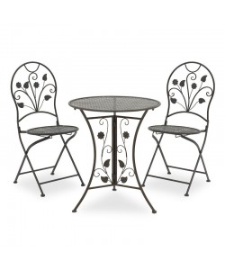 Τραπεζαρία Abriel pakoworld σετ 3τεμ μέταλλο ανθρακί antique