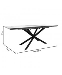 Τραπέζι επεκτεινόμενο Palan pakoworld MDF όψη μαρμάρου γκρι-μαύρο 160-200x80x77εκ