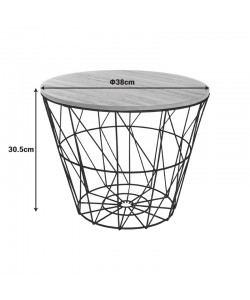 Βοηθητικό τραπέζι σαλονιού Jacot pakoworld oak-μαύρο Φ38x30,5εκ