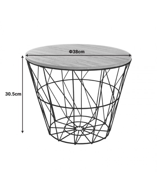 Βοηθητικό τραπέζι σαλονιού Jacot pakoworld oak-μαύρο Φ38x30,5εκ