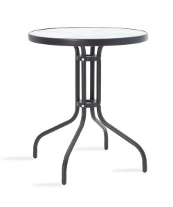 Τραπέζι Watson pakoworld μέταλλο μαύρο-γυαλί Φ60x70εκ