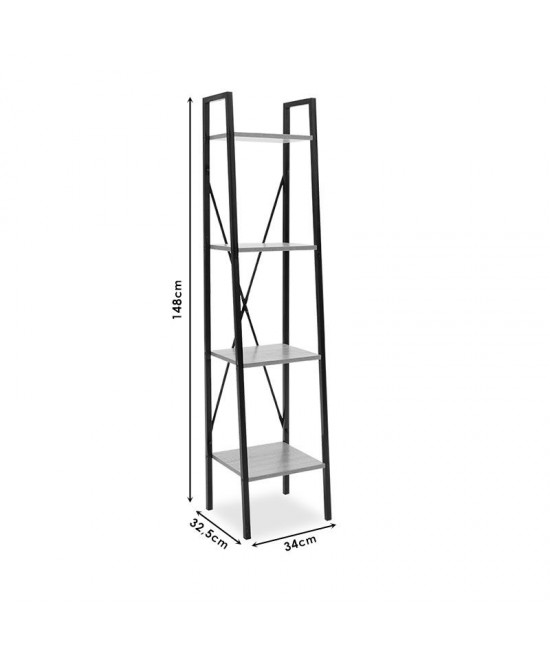 Βιβλιοθήκη Ramon pakoworld φυσικό-μαύρο 34x32,5x148εκ Βιβλιοθήκη Ramon pakoworld φυσικό-μαύρο 34x32,5x148εκ