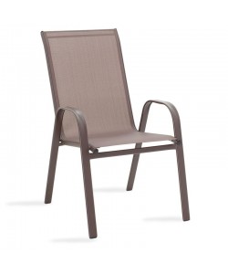 Πολυθρόνα Calan pakoworld μέταλλο σκούρo καφέ-textilene καφέ 55x75x90εκ