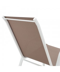 Πολυθρόνα Calan pakoworld μέταλλο λευκό-textilene καφέ 55x75x90εκ