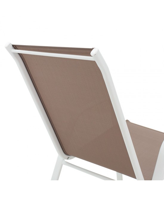 Πολυθρόνα Calan pakoworld μέταλλο λευκό-textilene καφέ 55x75x90εκ