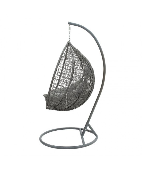 Κούνια Zafer pakoworld κρεμαστή μέταλλο-pp-μαξιλάρι γκρι 106x103x200εκ