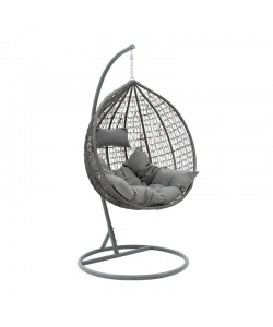 Κούνια Zafer pakoworld κρεμαστή μέταλλο-pp-μαξιλάρι γκρι 106x103x200εκ