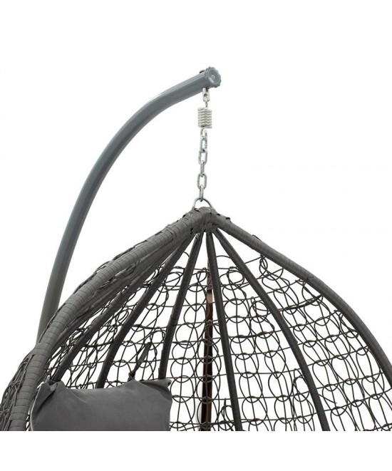 Κούνια Zafer pakoworld κρεμαστή μέταλλο-pp-μαξιλάρι γκρι 106x103x200εκ