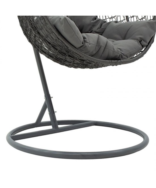 Κούνια Zafer pakoworld κρεμαστή μέταλλο-pp-μαξιλάρι γκρι 106x103x200εκ