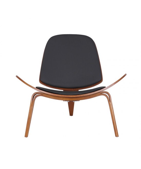 Πολυθρόνα Vilma pakoworld PU μαύρο- plywood καρυδί 90x73x75εκ Πολυθρόνα Vilma pakoworld PU μαύρο- plywood καρυδί 90x73x75εκ