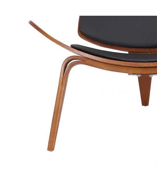 Πολυθρόνα Vilma pakoworld PU μαύρο- plywood καρυδί 90x73x75εκ Πολυθρόνα Vilma pakoworld PU μαύρο- plywood καρυδί 90x73x75εκ
