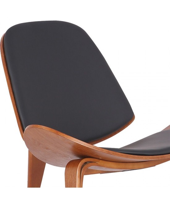 Πολυθρόνα Vilma pakoworld PU μαύρο- plywood καρυδί 90x73x75εκ Πολυθρόνα Vilma pakoworld PU μαύρο- plywood καρυδί 90x73x75εκ