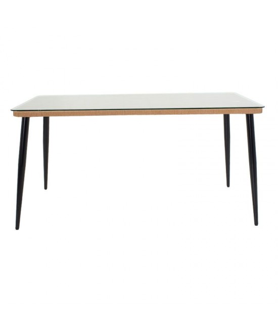 Τραπέζι Naoki pakoworld μέταλλο μαύρο-pe φυσικό-γυαλί 160x90x78εκ Τραπέζι Naoki pakoworld μέταλλο μαύρο-pe φυσικό-γυαλί 160x90x78εκ