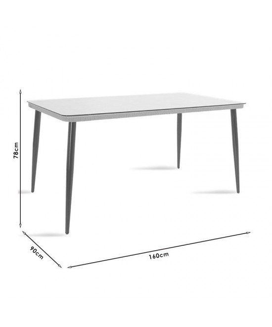 Τραπέζι Naoki pakoworld μέταλλο μαύρο-pe φυσικό-γυαλί 160x90x78εκ Τραπέζι Naoki pakoworld μέταλλο μαύρο-pe φυσικό-γυαλί 160x90x78εκ