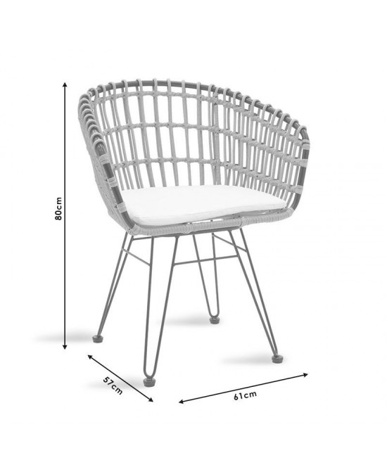 Πολυθρόνα Naoki pakoworld μαύρο μέταλλο-pe φυσικό