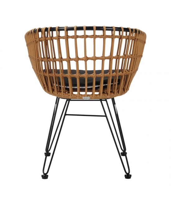 Πολυθρόνα Naoki pakoworld μαύρο μέταλλο-pe φυσικό