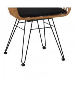 Πολυθρόνα Naoki pakoworld μαύρο μέταλλο-pe φυσικό